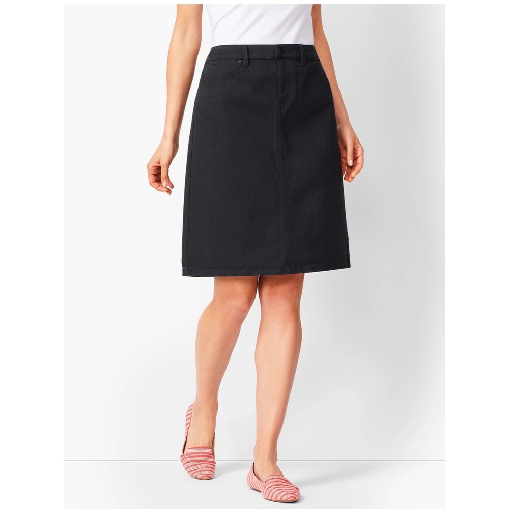 NWT Talbots | Denim A-Line Skirt 8 Black Never Fade Classic Five-Pocket 90s